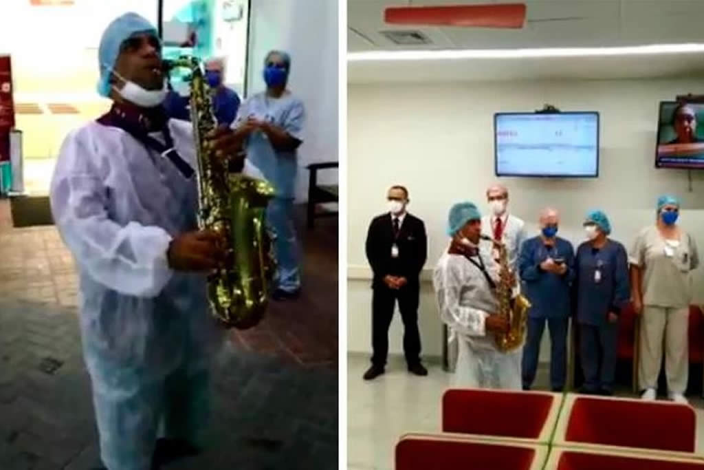 Pastor emociona equipe de hospital ao tocar louvores com saxofone